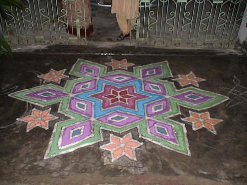 Symetrical Kolam rangoli design