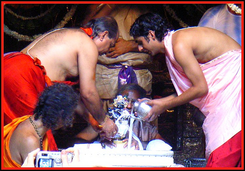 Radha Raman temple, Janmashtami in Vrindavan/India. 2009, Padmanabha Goswami, Sharad Goswami, Chandan Goswami