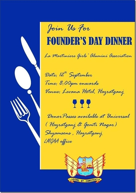 lmgc alumni lmgaa founders day dinner invite 2018 lucknow