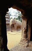 Elephant carved out of a monolithic structure at Mahabalipuram. Built Circa 600 AD